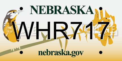 WHR717 Nebraska License Plate