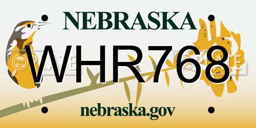 WHR768 Nebraska License Plate