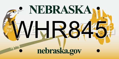 WHR845 Nebraska License Plate