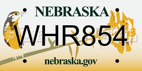 WHR854 Nebraska License Plate