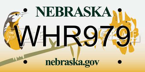 WHR979 Nebraska License Plate