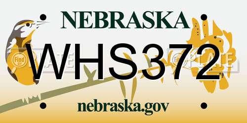 WHS372 Nebraska License Plate
