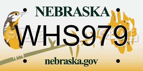 WHS979 Nebraska License Plate