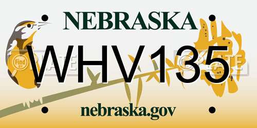 WHV135 Nebraska License Plate
