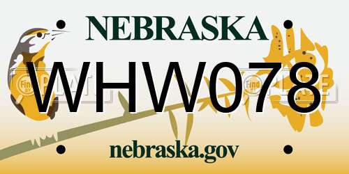 WHW078 Nebraska License Plate