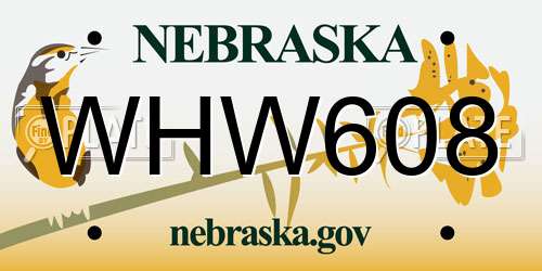 WHW608 Nebraska License Plate