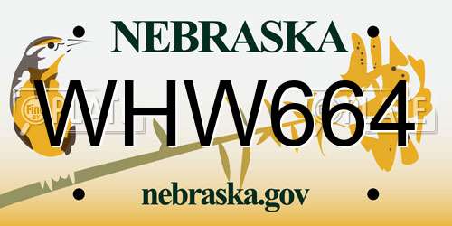 WHW664 Nebraska License Plate