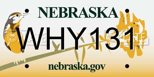 WHY131 Nebraska License Plate