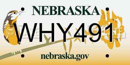 WHY491 Nebraska License Plate