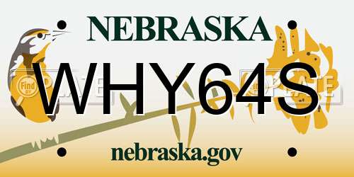 WHY64S Nebraska License Plate