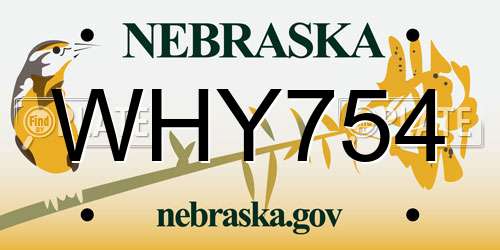 WHY754 Nebraska License Plate