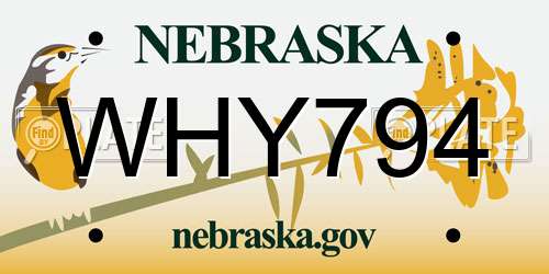 WHY794 Nebraska License Plate