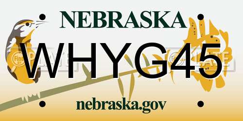 WHYG45 Nebraska License Plate