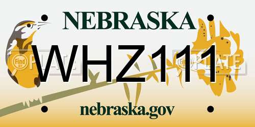 WHZ111 Nebraska License Plate
