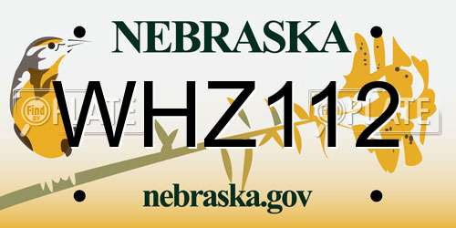 WHZ112 Nebraska License Plate