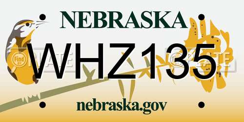 WHZ135 Nebraska License Plate