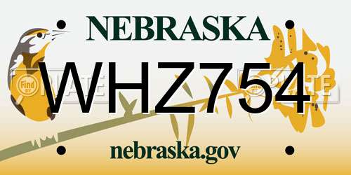 WHZ754 Nebraska License Plate
