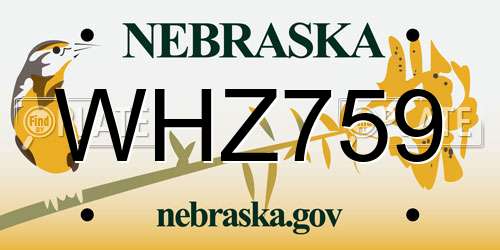 WHZ759 Nebraska License Plate