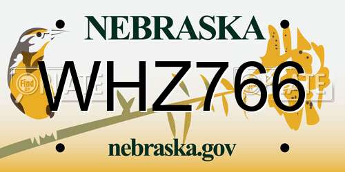 WHZ766 Nebraska License Plate