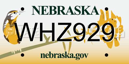 WHZ929 Nebraska License Plate