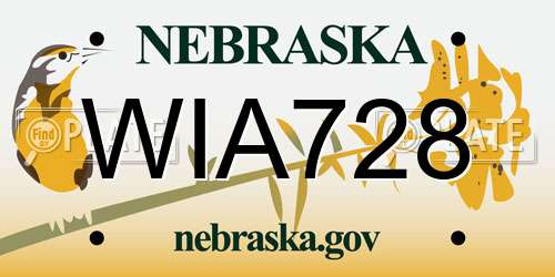 WIA728 Nebraska License Plate
