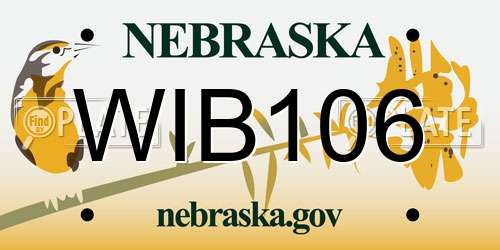 WIB106 Nebraska License Plate