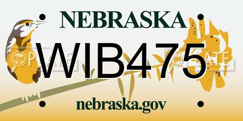 WIB475 Nebraska License Plate