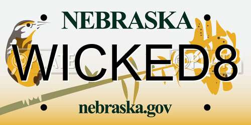 WICKED8 Nebraska License Plate