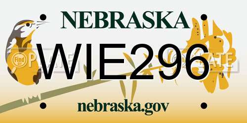 WIE296 Nebraska License Plate