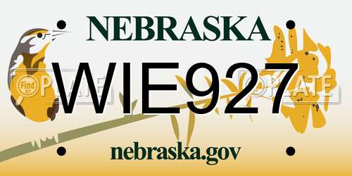 WIE927 Nebraska License Plate