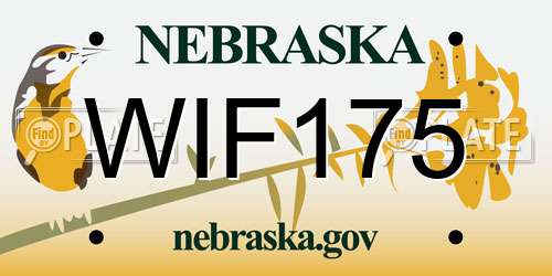 WIF175 Nebraska License Plate