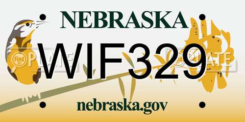 WIF329 Nebraska License Plate
