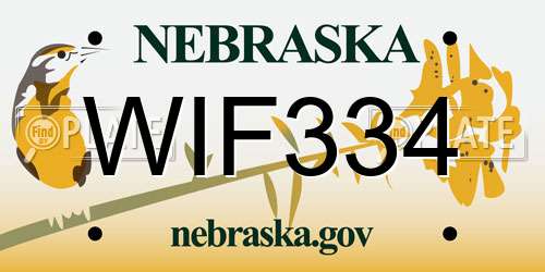 WIF334 Nebraska License Plate