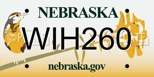 WIH260 Nebraska License Plate