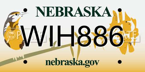 WIH886 Nebraska License Plate