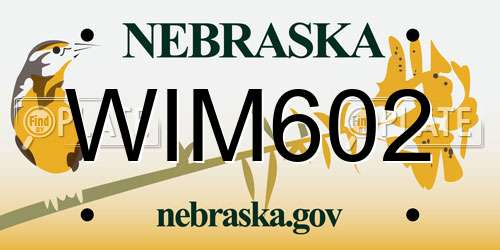 WIM602 Nebraska License Plate