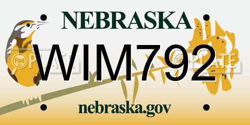 WIM792 Nebraska License Plate