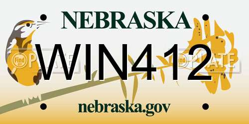 WIN412 Nebraska License Plate