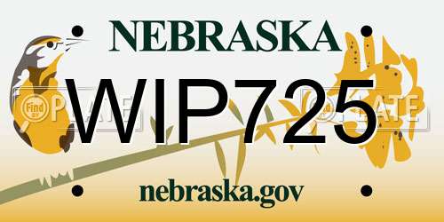 WIP725 Nebraska License Plate