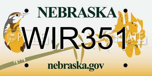 WIR351 Nebraska License Plate