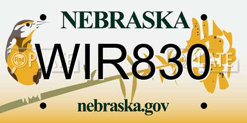 WIR830 Nebraska License Plate
