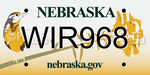 WIR968 Nebraska License Plate