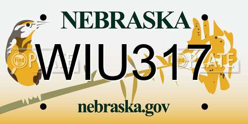 WIU317 Nebraska License Plate