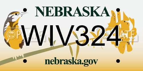 WIV324 Nebraska License Plate