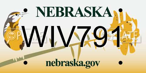 WIV791 Nebraska License Plate
