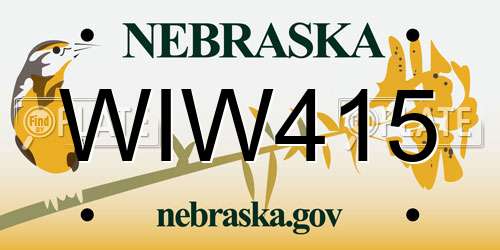 WIW415 Nebraska License Plate