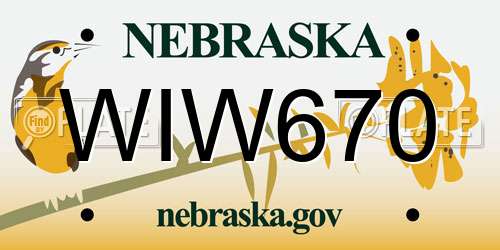 WIW670 Nebraska License Plate