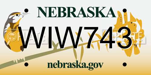 WIW743 Nebraska License Plate
