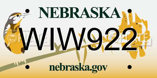 WIW922 Nebraska License Plate