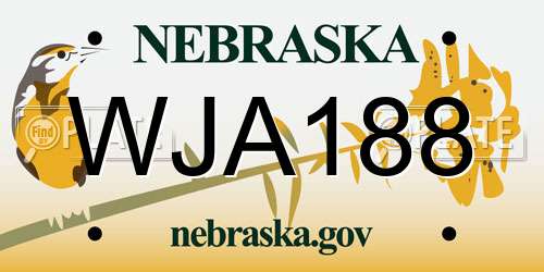 WJA188 Nebraska License Plate